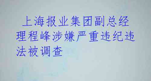 上海报业集团副总经理程峰涉嫌严重违纪违法被调查