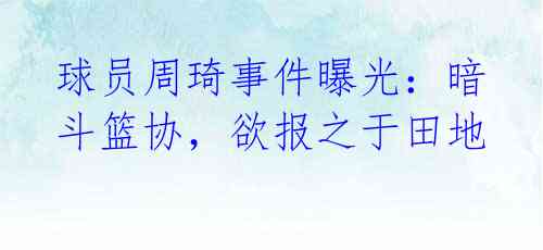 球员周琦事件曝光:暗斗篮协,欲报之于田地
