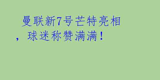  曼联新7号芒特亮相，球迷称赞满满！ 