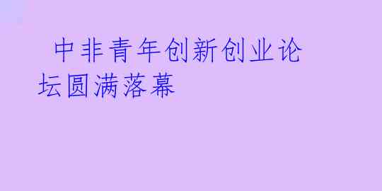 中非青年创新创业论坛圆满落幕