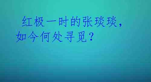 红极一时的张琰琰,如今何处寻觅?