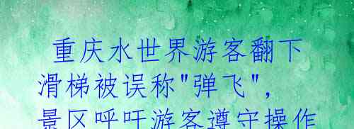 重庆水世界游客翻下滑梯被误称"弹飞",景区呼吁游客遵守操作规范