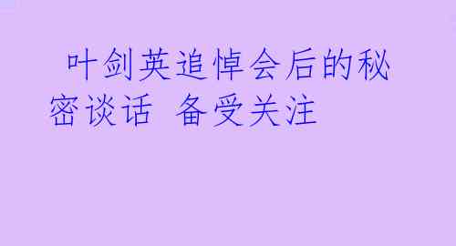 叶剑英追悼会后的秘密谈话 备受关注