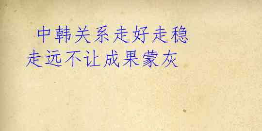 中韩关系走好走稳 走远不让成果蒙灰