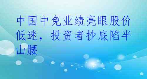 中国中免业绩亮眼股价低迷,投资者抄底陷半山腰