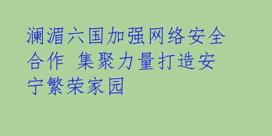 澜湄六国加强网络安全合作 集聚力量打造安宁繁荣家园