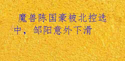  魔兽陈国豪被北控选中，邹阳意外下滑 