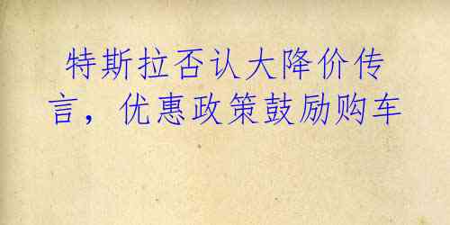  特斯拉否认大降价传言，优惠政策鼓励购车 