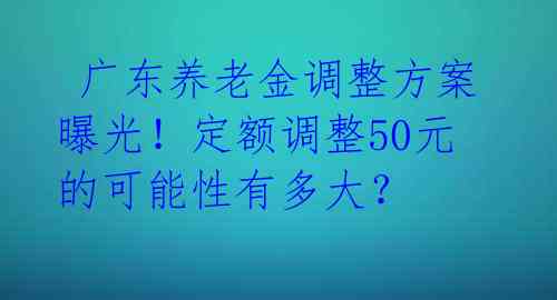 广东养老金调整方案曝光!定额调整50元的可能性有多大?