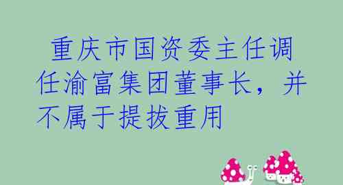 重庆市国资委主任调任渝富集团董事长,并不属于提拔重用