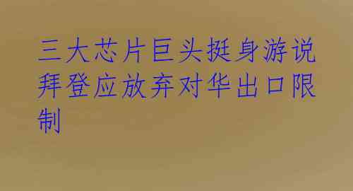 三大芯片巨头挺身游说 拜登应放弃对华出口限制