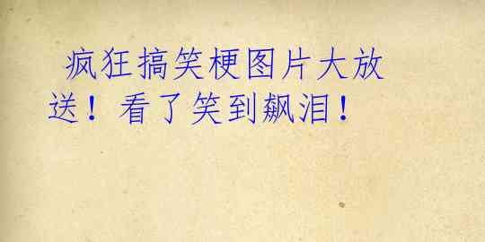 疯狂搞笑梗图片大放送!看了笑到飙泪!
