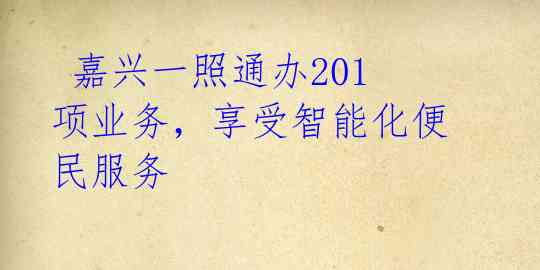 嘉兴一照通办201项业务,享受智能化便民服务