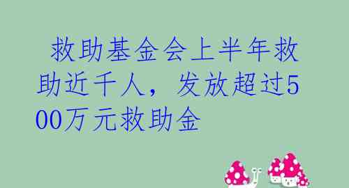  救助基金会上半年救助近千人，发放超过500万元救助金 