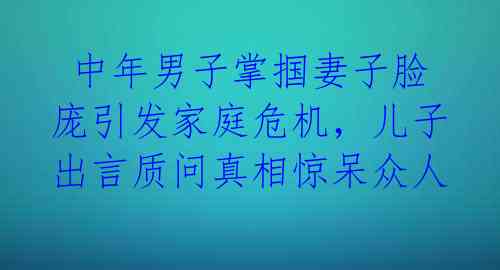 中年男子掌掴妻子脸庞引发家庭危机,儿子出言质问真相惊呆众人