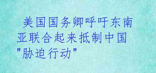 美国国务卿呼吁东南亚联合起来抵制中国 "胁迫行动"