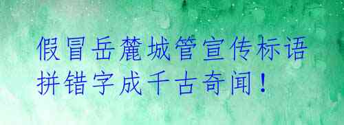 假冒岳麓城管宣传标语 拼错字成千古奇闻!