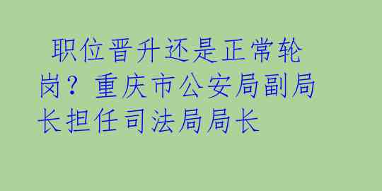职位晋升还是正常轮岗?重庆市公安局副局长担任司法局局长