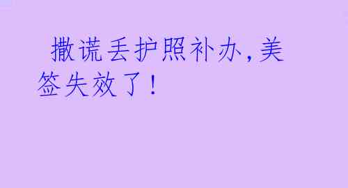 撒谎丢护照补办,美签失效了!