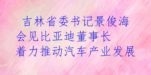 吉林省委书记景俊海会见比亚迪董事长 着力推动汽车产业发展
