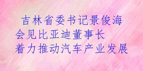  吉林省委书记景俊海会见比亚迪董事长 着力推动汽车产业发展 