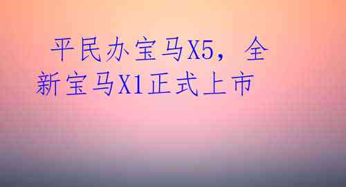  平民办宝马X5，全新宝马X1正式上市 