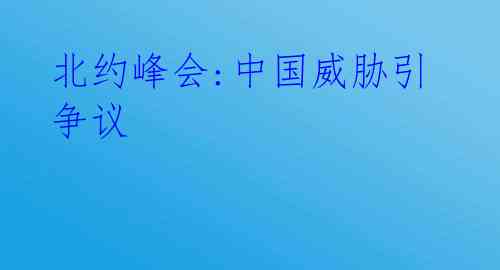 北约峰会:中国威胁引争议