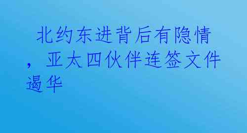  北约东进背后有隐情，亚太四伙伴连签文件遏华 