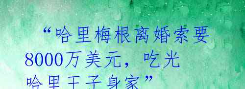 “哈里梅根离婚索要8000万美元,吃光哈里王子身家”