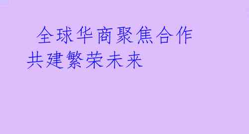 全球华商聚焦合作 共建繁荣未来