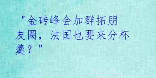 "金砖峰会加群拓朋友圈,法国也要来分杯羹?"