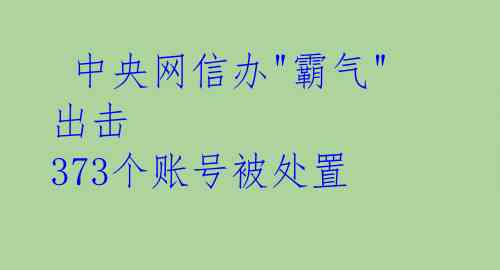 中央网信办"霸气"出击 373个账号被处置