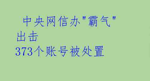  中央网信办"霸气"出击 373个账号被处置 