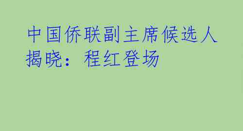 中国侨联副主席候选人揭晓：程红登场 