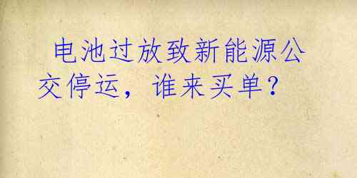 电池过放致新能源公交停运,谁来买单?