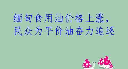 缅甸食用油价格上涨，民众为平价油奋力追逐 