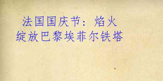 法国国庆节: 焰火绽放巴黎埃菲尔铁塔