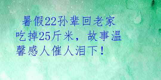  暑假22孙辈回老家吃掉25斤米，故事温馨感人催人泪下！ 