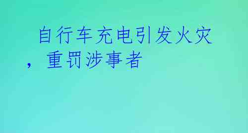  自行车充电引发火灾，重罚涉事者 