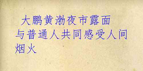 大鹏黄渤夜市露面 与普通人共同感受人间烟火