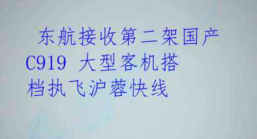 东航接收第二架国产C919 大型客机搭档执飞沪蓉快线