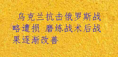 乌克兰抗击俄罗斯战略遭损 磨练战术后战果逐渐改善