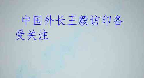 中国外长王毅访印备受关注