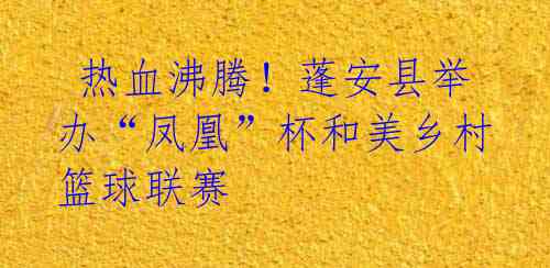  热血沸腾！蓬安县举办“凤凰”杯和美乡村篮球联赛 