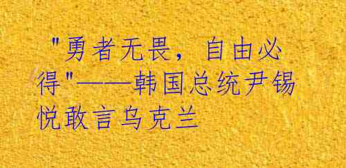 "勇者无畏,自由必得"——韩国总统尹锡悦敢言乌克兰