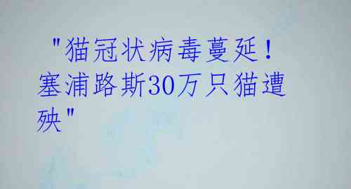  "猫冠状病毒蔓延！塞浦路斯30万只猫遭殃" 