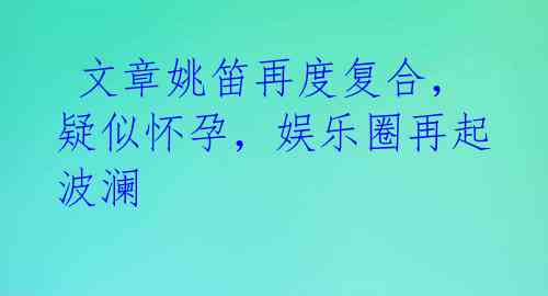  文章姚笛再度复合，疑似怀孕，娱乐圈再起波澜 