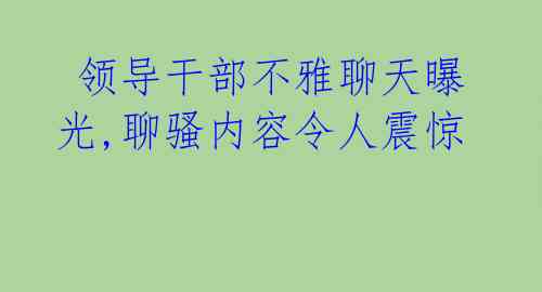  领导干部不雅聊天曝光,聊骚内容令人震惊 