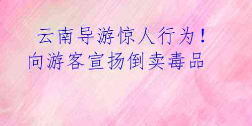  云南导游惊人行为！向游客宣扬倒卖毒品 