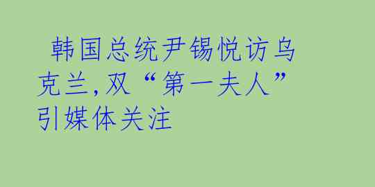 韩国总统尹锡悦访乌克兰,双“第一夫人”引媒体关注